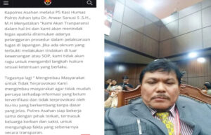 Mantan Kasi Humas Polres Asahan Iptu ASS Akan Dilaporkan Terkait Menyebarkan Fitnah