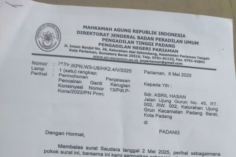 Asril Hasan Laporkan Kasus Penggelapan Ke Kejari Padang Pariaman