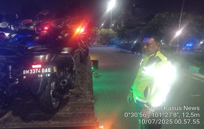 Satlantas Polresta Pekanbaru Razia Knalpot Brong, 41 Unit Kendaraan Diamankan