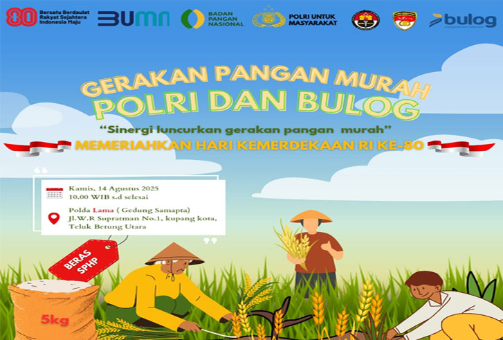 15 Ton Beras Terjual, Polda Lampung Bersama Bulog Gencarkan Gerakan Pangan Murah