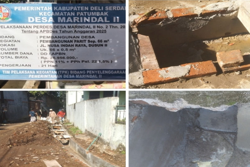 Gawat, Proyek Drainase Desa Marindal II Deli Serdang Diduga Tidak Sesuai RAB