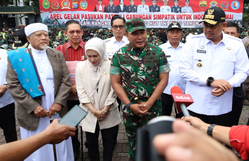 Pangdam I/BB Mayjen TNI Rio Firdianto Pimpin Apel Patroli Gabungan Untuk Indonesia Damai