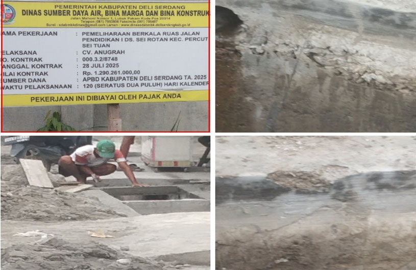 Pengerjaan Proyek Drainase Desa Sei Rokan Deli Serdang Diduga Tak Sesuai RAB