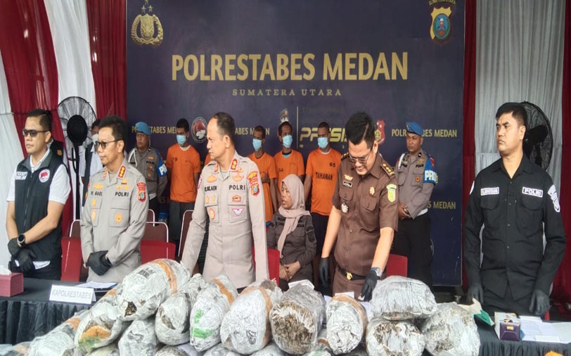 Polrestabes Medan Musnahkan Barang Bukti Narkotika Jenis Sabu , Ekstrasi dan Ganja