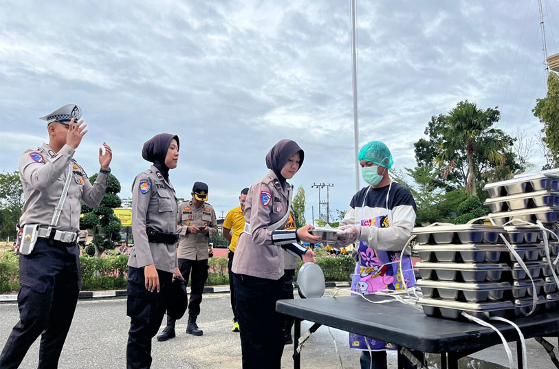 Polres Rokan Hilir Gelar Uji Coba Makan Bergizi Gratis Melalui Dapur SPPG
