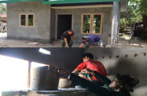 TMMD Ke – 127 Kodim 0301/PBR, Progres RTLH Ibu Sarianis Capai 85 Persen, Pengerjaan Aci Dinding dan Plester Kamar Mandi Terus Dikebut