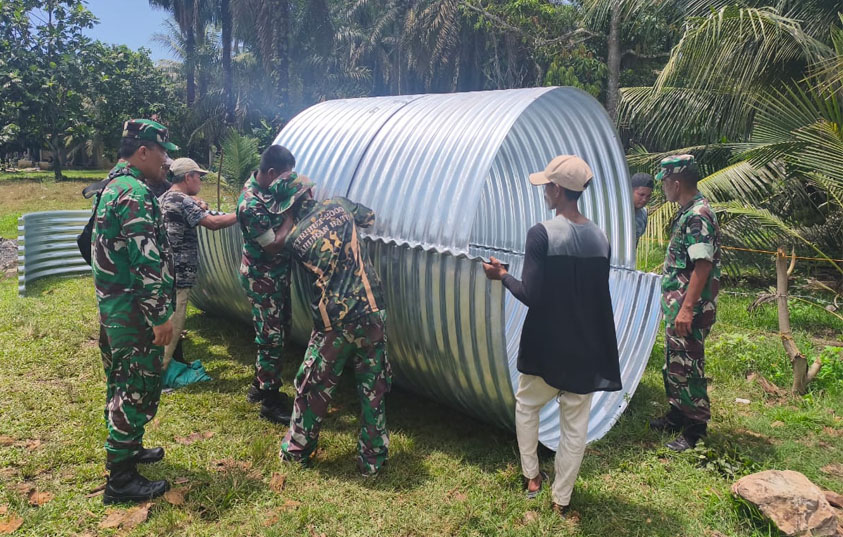 Kodim 0209/Labuhanbatu Tuntaskan Pembangunan Jembatan Aramco di Desa Tanjung Pasir