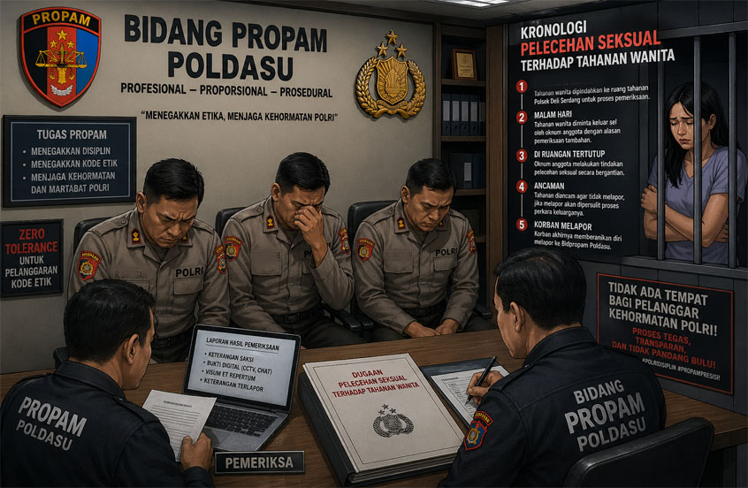 Tiga Oknum Anggota Polrestabes Medan Di Periksa Propam Poldasu, Diduga Lakukan Pelecehan Terhadap Tahanan Wanita