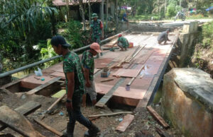 Kodim 0203/Langkat Tuntaskan Rehabilitasi Jembatan Beton di Desa Batu Jong-Jong