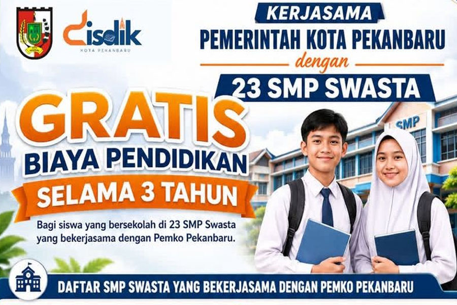 Wali Kota Pekanbaru Gratiskan Biaya SPP di 23 Sekolah SMP Swasta, Berikut Nama Sekolahnya