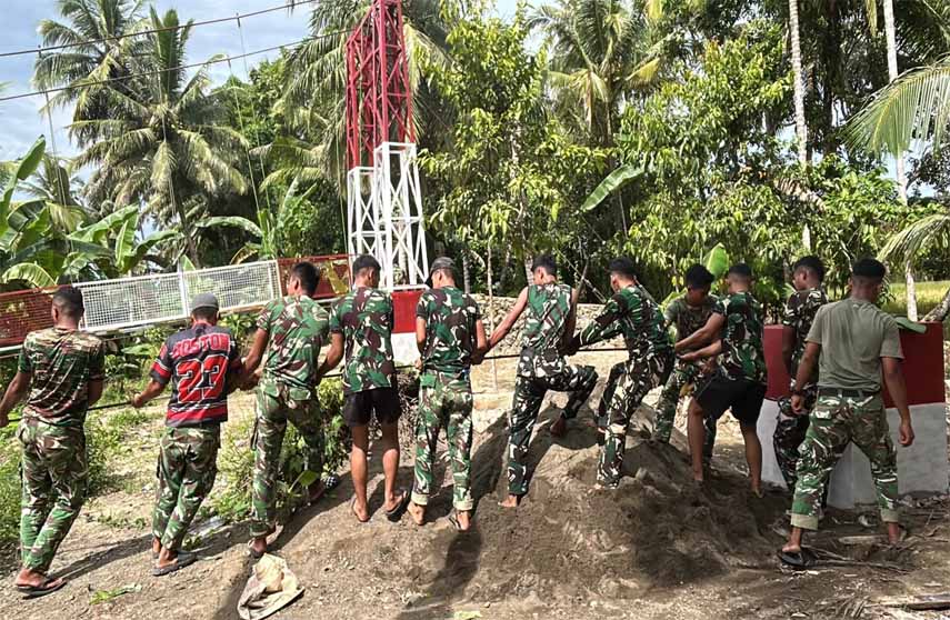 Bakti TNI Hadirkan Harapan Baru, Jembatan Gantung Idanoho Nias Selatan Hampir Rampung