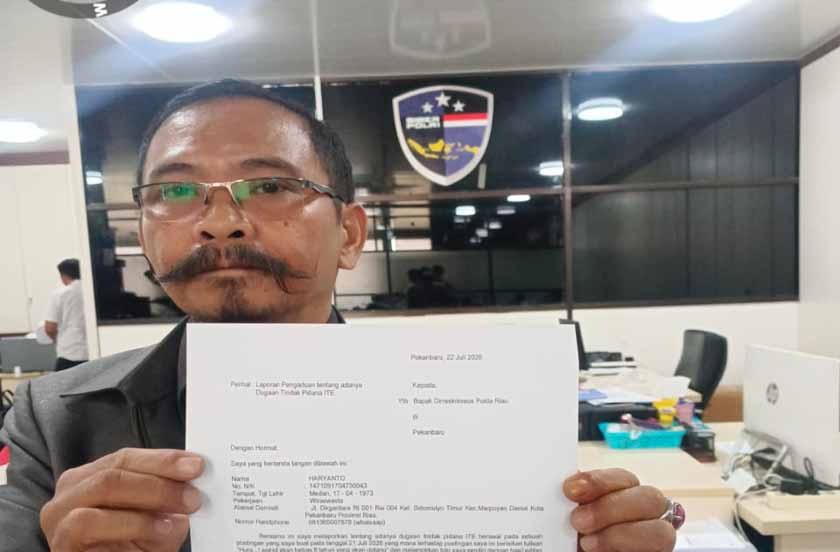 Haryanto “Ketua LSM MAMPIR” Laporkan Kasus Dugaan Pencemaran Nama Baik Ke Ditkrimsus Polda Riau