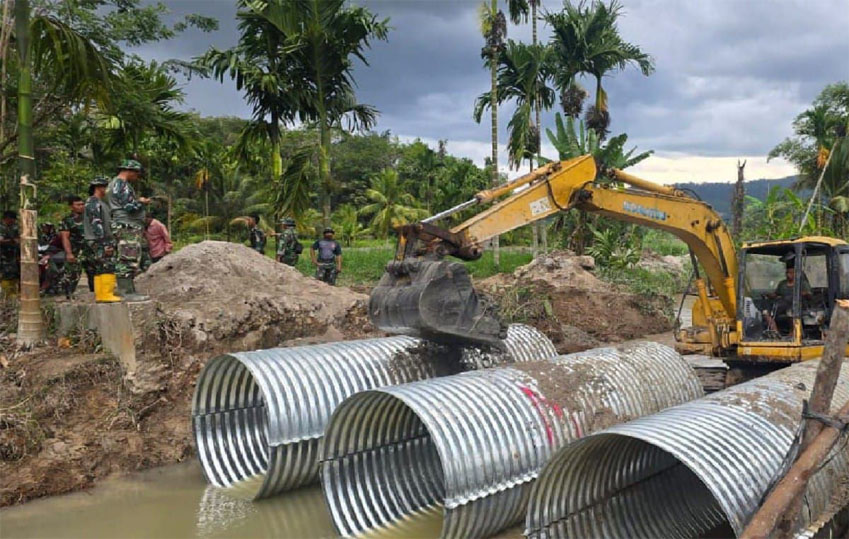 Kapendam I Bukit Barisan Sebut Pembangunan Jembatan Sungai Lalimbo Nias Selatan Tetap Berlanjut