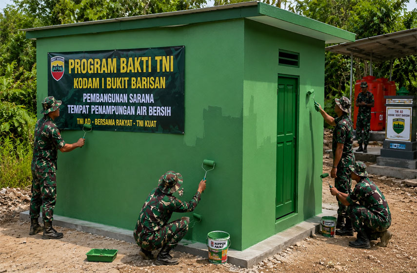 Program Bakti TNI : Pembangunan Bak Air Bersih Sudah Capai 83 Persen, Warga Nisel Akan Mendapatkan Sarana Air Bersih