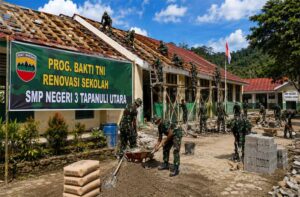 Program Bakti TNI Terus Berjalan, Renovasi SMP Negeri 3 Purbatua Capai Progres 81,5 Persen