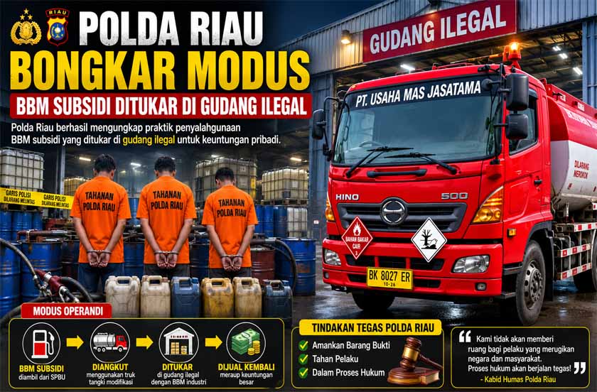 Tim Ditreskrimsus Polda Riau Bongkar Penimbunan BBM Bersubsidi di Kabupaten Rohil
