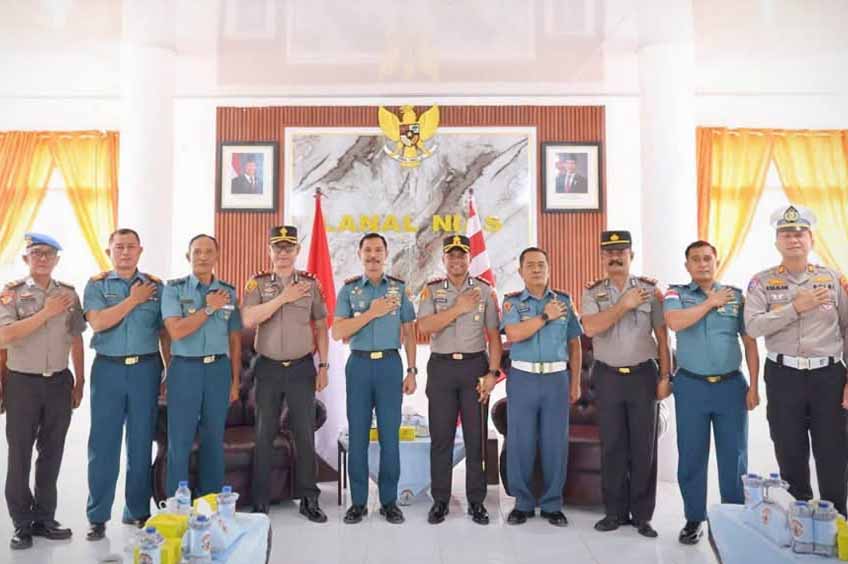 Kapolres Nias Selatan AKBP Alfian Tri Permadi Silaturahmi Ke Pangkalan TNI AL Nias