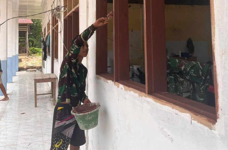 Rehabilitasi SMPN 3 Satu Atap Aramo di Nias Selatan Capai 69,9 Persen, Satgas Bakti TNI Terus Bekerja