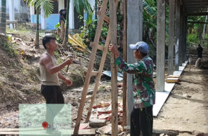Satgas Bakti TNI Lanjutkan Rehabilitasi SMPN 3 Satu Atap Aramo, Sarana Belajar Terus Dibangun