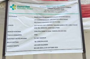 Diduga Konsultan Pengawas Merangkap Pelaksana Proyek Renovasi Poltekkes Kemenkes Medan