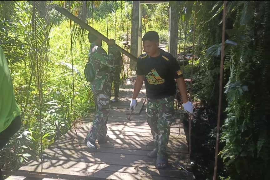 Kodam I/BB : Progres Pembangunan Jembatan Gantung di Sipenggeng Capai 27,5 Persen