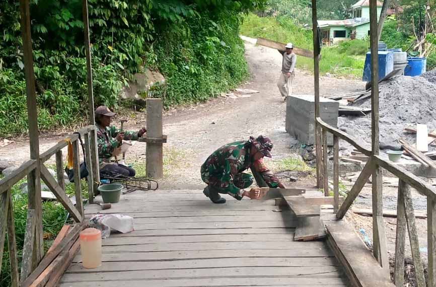 Kodim 0205/TK Bangun Jembatan Beton di Kuta Kepar, Progres Capai 57,20 Persen