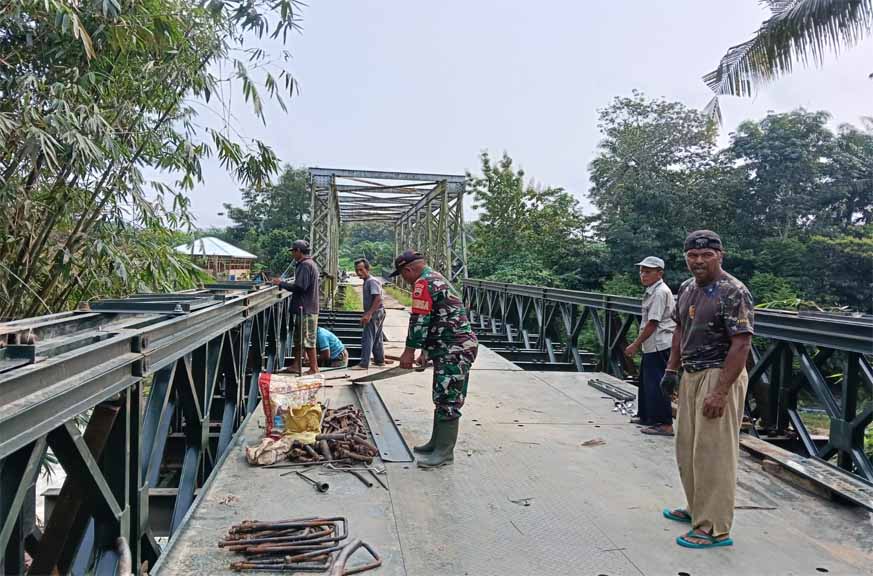 Kodim 0207/Simalungun Percepatan Pembangunan Jembatan Modular Penghubung Dua Wilayah di Simalungun Capai 81,08 Persen
