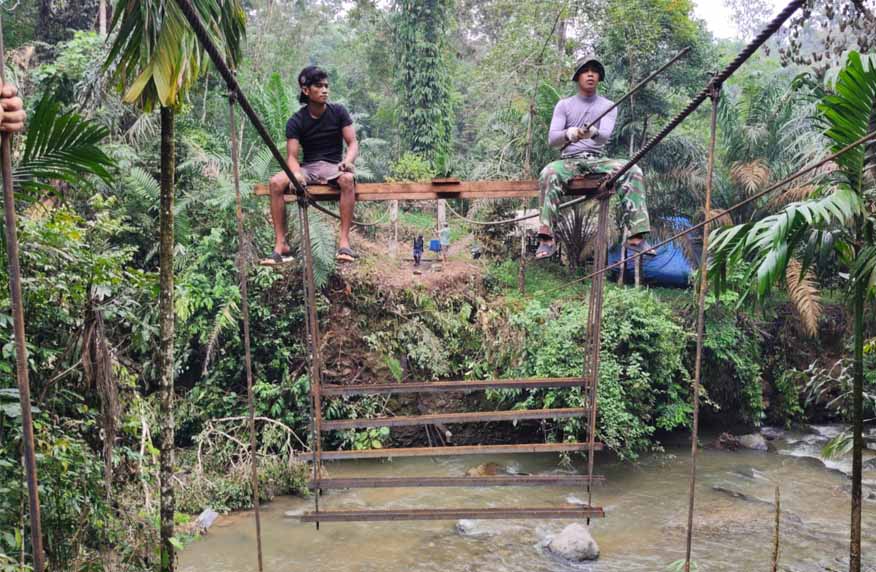 Kodim 0212/TS, Pembangunan Jembatan Gantung di Tapanuli Selatan Capai Progres 39,40 Persen
